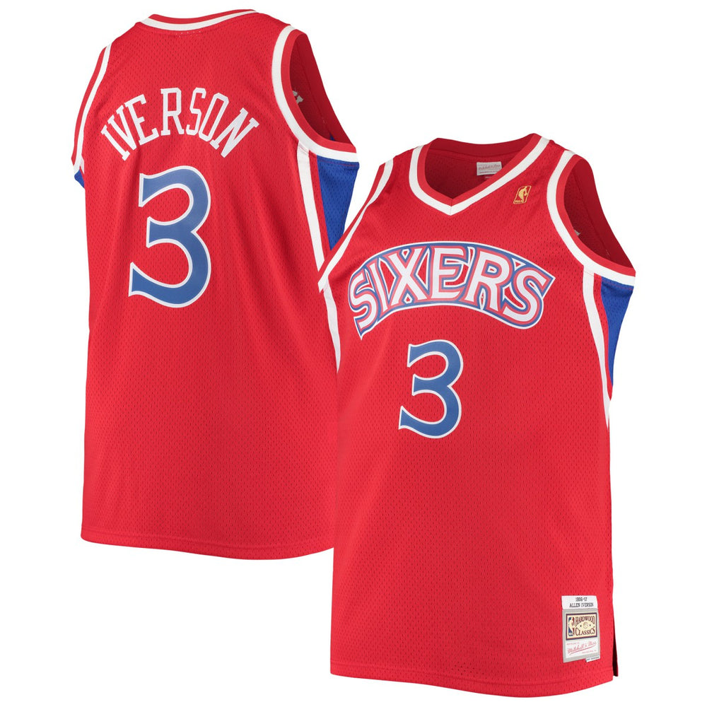 NBA Allen Iverson Philadelphia 76ers 1996/97 Big & Tall Hardwood Classics Swingman Jersey - Red