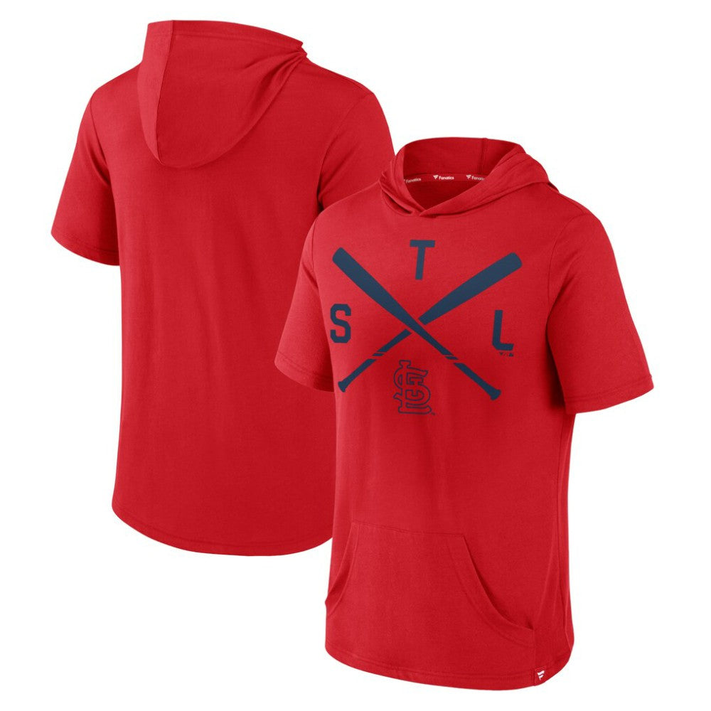 St. Louis Cardinals Fanatics Iconic Rebel Short Sleeve Hooded Top - Red Tops