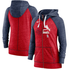 St. Louis Cardinals Nike Women's Split Wordmark Gym Vintage Raglan Lightweight Full-Zip Hoodie - Heather Red/Heather Navy Hoodies