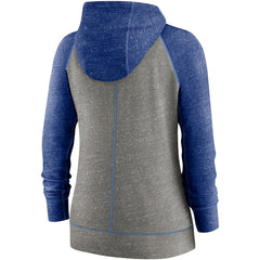 Kansas City Royals Nike Women's Split Wordmark Gym Vintage Raglan Lightweight Full-Zip Hoodie - Heather Charcoal/Heather Royal Hoodies