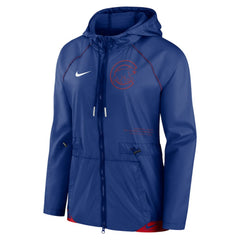 Chicago Cubs Nike Women's Statement Raglan Full-Zip Hoodie Jacket - Royal/Red Jackets