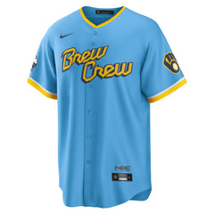 MLB Christian Yelich Milwaukee Brewers Nike City Connect Replica Player Jersey - Powder Blue