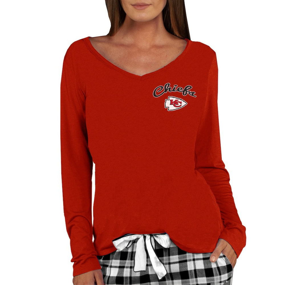 Kansas City Chiefs Concepts Sport Women's Marathon Knit Long Sleeve Lightweight V-Neck Lounge Top Red