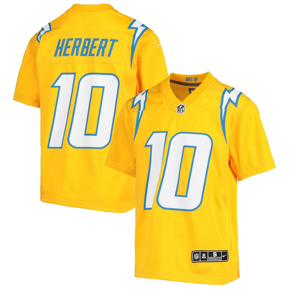 NFL Justin Herbert Los Angeles Chargers Youth Inverted Team Game Jersey - Gold
