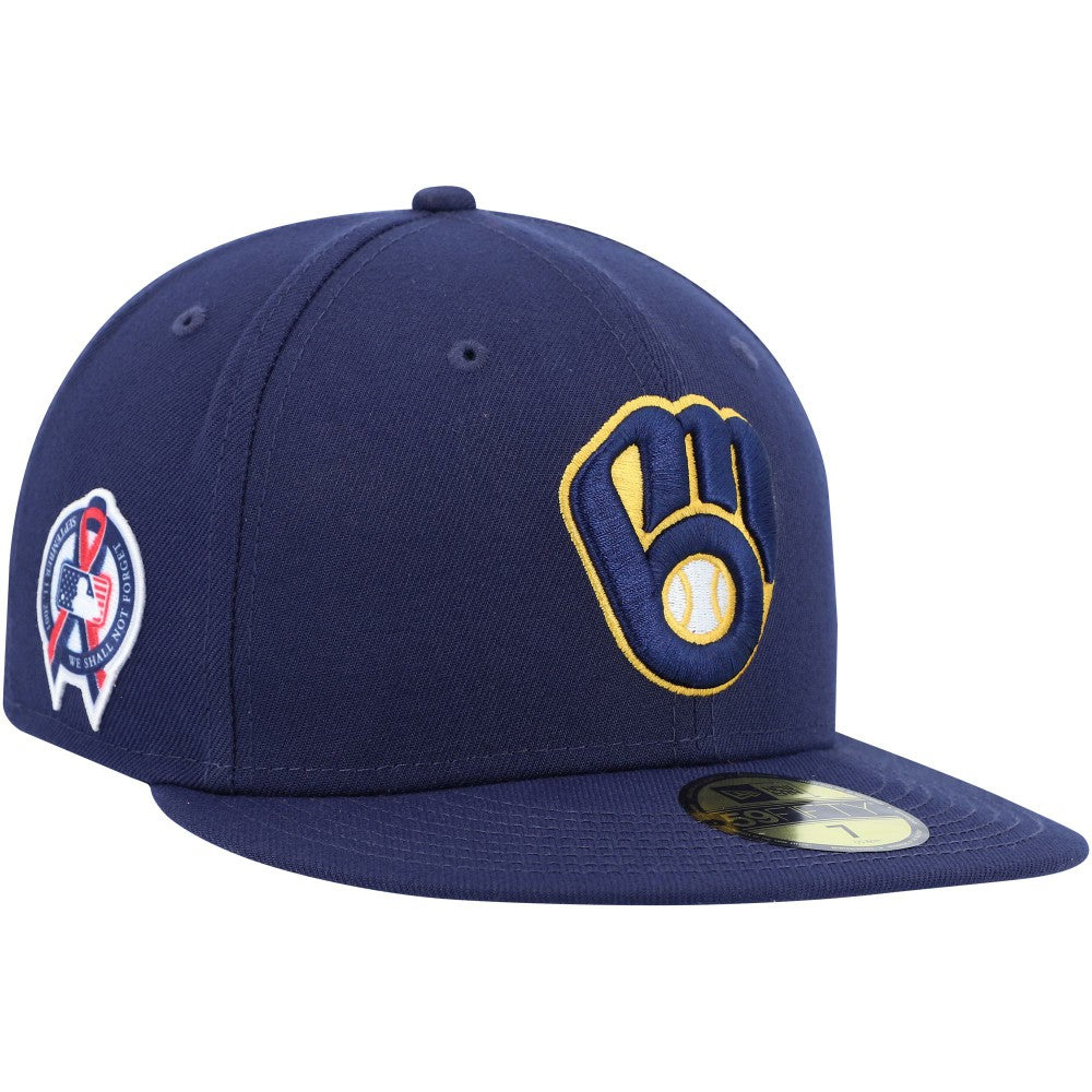 Milwaukee Brewers New Era 9/11 Memorial Side Patch 59FIFTY Fitted Hat - Navy Hats
