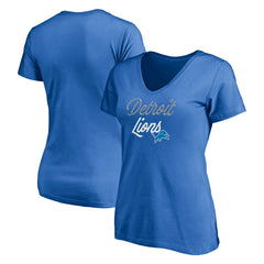 Detroit Lions Women's Long Stride V-Neck T-Shirt Blue