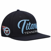 Tennessee Titans Pro Standard Script Wordmark Snapback Hat Navy