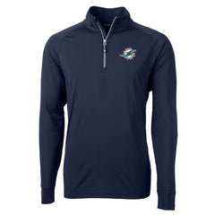 Miami Dolphins Cutter & Buck Adapt Eco Knit Quarter-Zip Pullover Jacket Navy