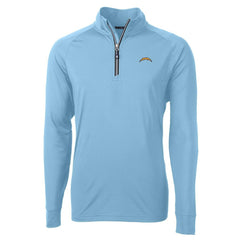 Los Angeles Chargers Cutter & Buck Adapt Eco Knit Quarter-Zip Pullover Jacket Light Blue