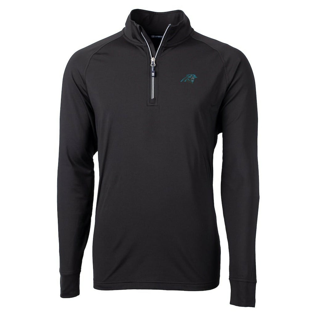 Carolina Panthers Cutter & Buck Adapt Eco Knit Quarter-Zip Pullover Jacket Black
