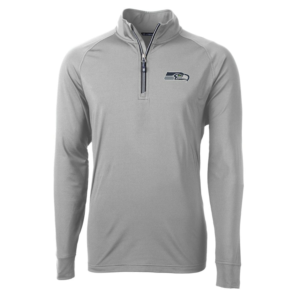 Seattle Seahawks Cutter & Buck Adapt Eco Knit Quarter-Zip Pullover Jacket Gray