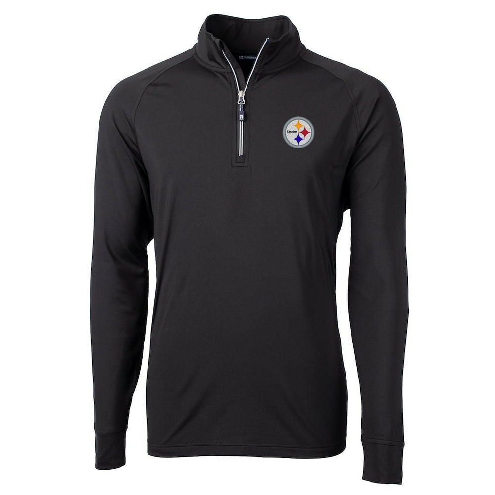 Pittsburgh Steelers Cutter & Buck Adapt Eco Knit Quarter-Zip Pullover Jacket Black