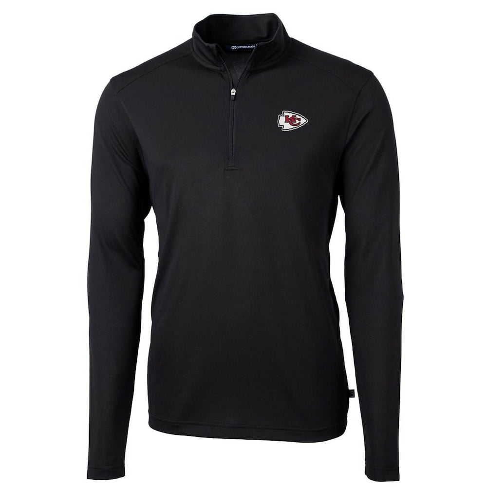 Kansas City Chiefs Cutter & Buck Virtue Eco Pique Recycled Quarter-Zip Pullover Jacket Black