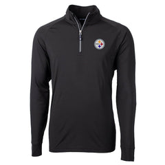 Pittsburgh Steelers Cutter & Buck Big & Tall Adapt Eco Knit Quarter-Zip Pullover Jacket Black