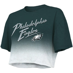 Jalen Hurts Philadelphia Eagles Majestic Threads Women's Dip-Dye Player Name & Number Crop Top Green/White