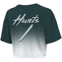 Jalen Hurts Philadelphia Eagles Majestic Threads Women's Dip-Dye Player Name & Number Crop Top Green/White
