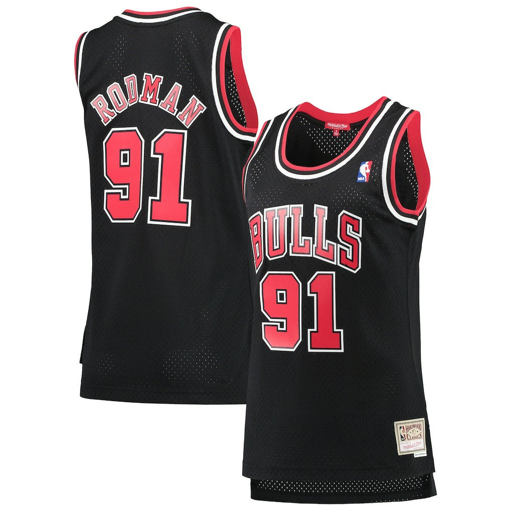 NBA Dennis Rodman Chicago Bulls Women's Hardwood Classics Swingman Jersey sale - Black