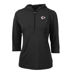 Kansas City Chiefs Cutter & Buck Women's Virtue Eco Pique Half-Zip 3/4 Sleeve Pullover Hoodie Black