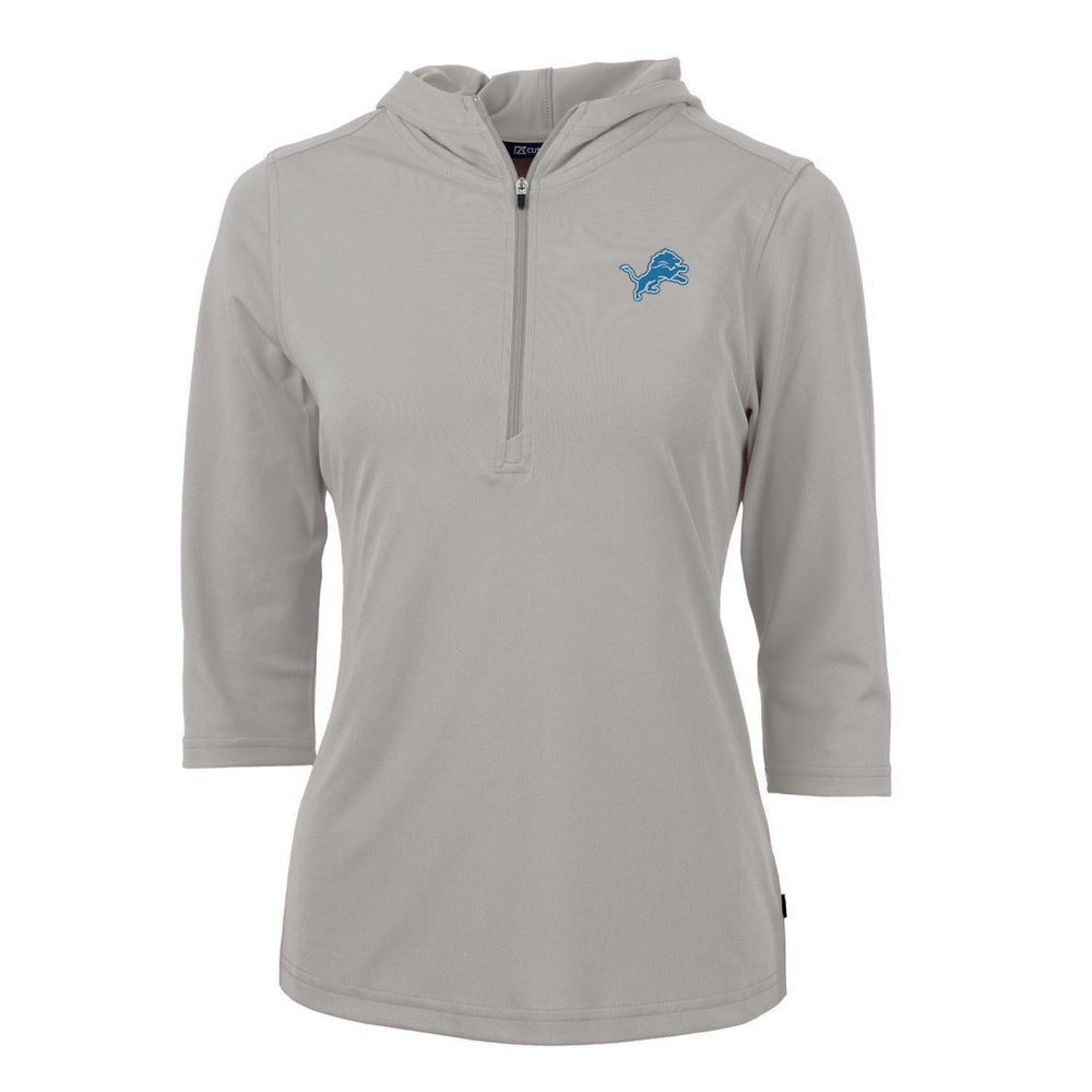 Detroit Lions Cutter & Buck Women's Virtue Eco Pique Half-Zip 3/4 Sleeve Pullover Hoodie Gray