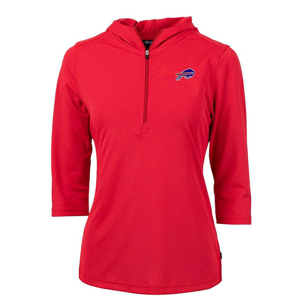 Buffalo Bills Cutter & Buck Women's Virtue Eco Pique Half-Zip 3/4 Sleeve Pullover Hoodie Red