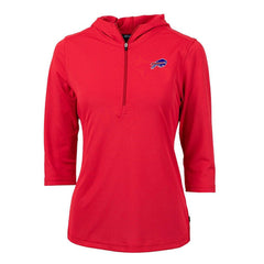Buffalo Bills Cutter & Buck Women's Virtue Eco Pique Half-Zip 3/4 Sleeve Pullover Hoodie Red