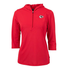 Kansas City Chiefs Cutter & Buck Women's Virtue Eco Pique Half-Zip 3/4 Sleeve Pullover Hoodie Red