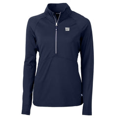 New York Giants Cutter & Buck Women's Adapt Eco Knit Half-Zip Pullover Jacket Navy