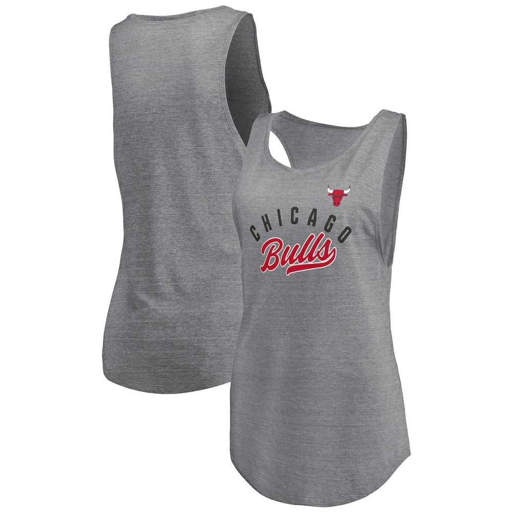 Chicago Bulls Women's Quality Time Open Scoop Neck Tri-Blend Tank Top Heathered Gray
