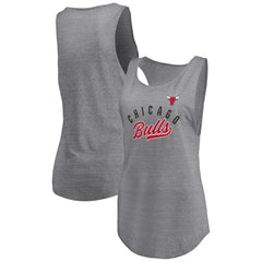 Chicago Bulls Women's Quality Time Open Scoop Neck Tri-Blend Tank Top Heathered Gray