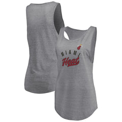 Miami Heat Women's Quality Time Open Scoop Neck Tri-Blend Tank Top Heathered Gray