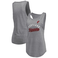 Portland Trail Blazers Women's Quality Time Open Scoop Neck Tri-Blend Tank Top Heathered Gray