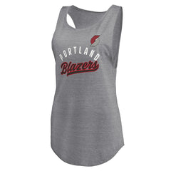 Portland Trail Blazers Women's Quality Time Open Scoop Neck Tri-Blend Tank Top Heathered Gray
