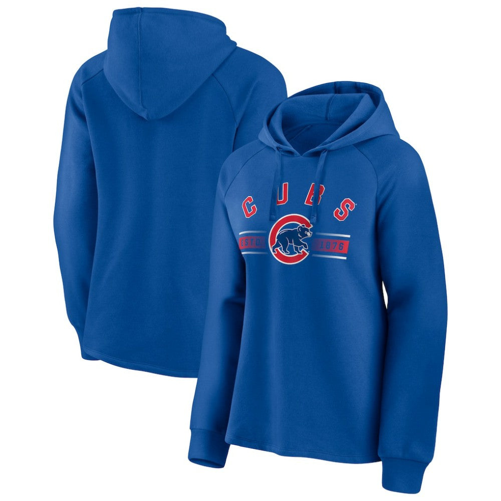Chicago Cubs Fanatics Women's Perfect Play Raglan Pullover Hoodie - Royal Hoodies