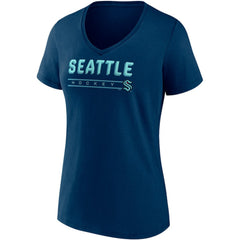 NHL Seattle Kraken Fanatics Women's Parent 2-Pack V-Neck T-Shirt Set - Deep Sea Blue/Gray