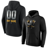 NHL,Custom Anaheim Ducks Personalized Midnight Mascot Logo Pullover Hoodie - Black