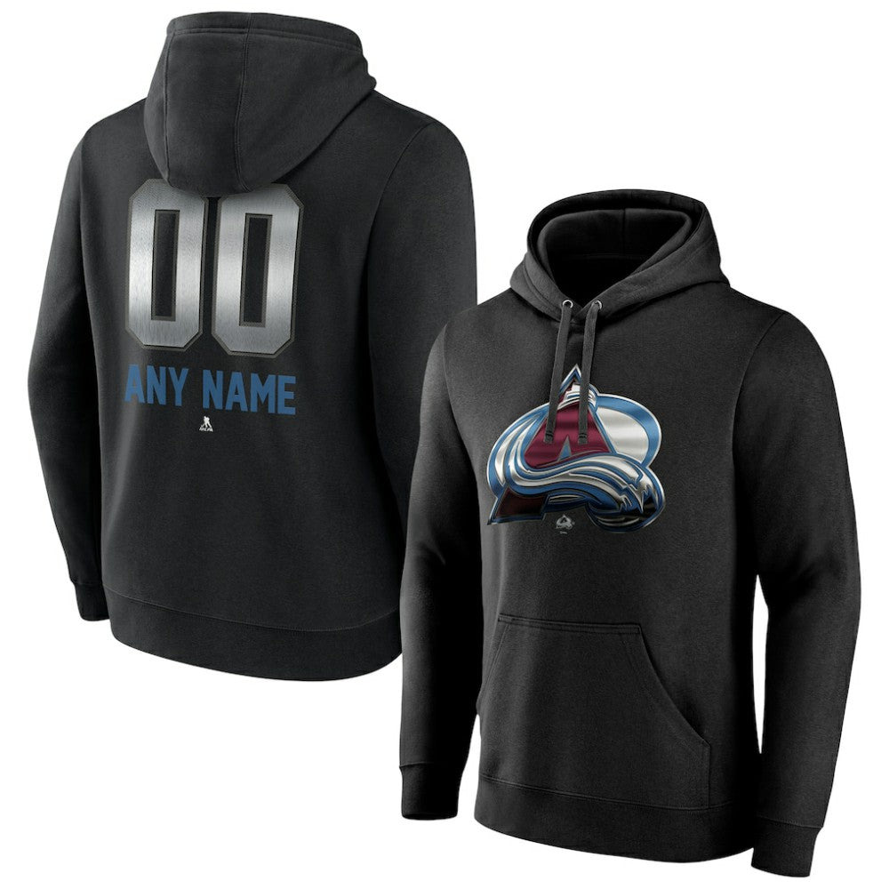 NHL,Custom Colorado Avalanche Personalized Midnight Mascot Logo Pullover Hoodie - Black