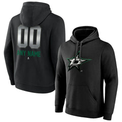 NHL,Custom Dallas Stars Personalized Midnight Mascot Logo Pullover Hoodie - Black