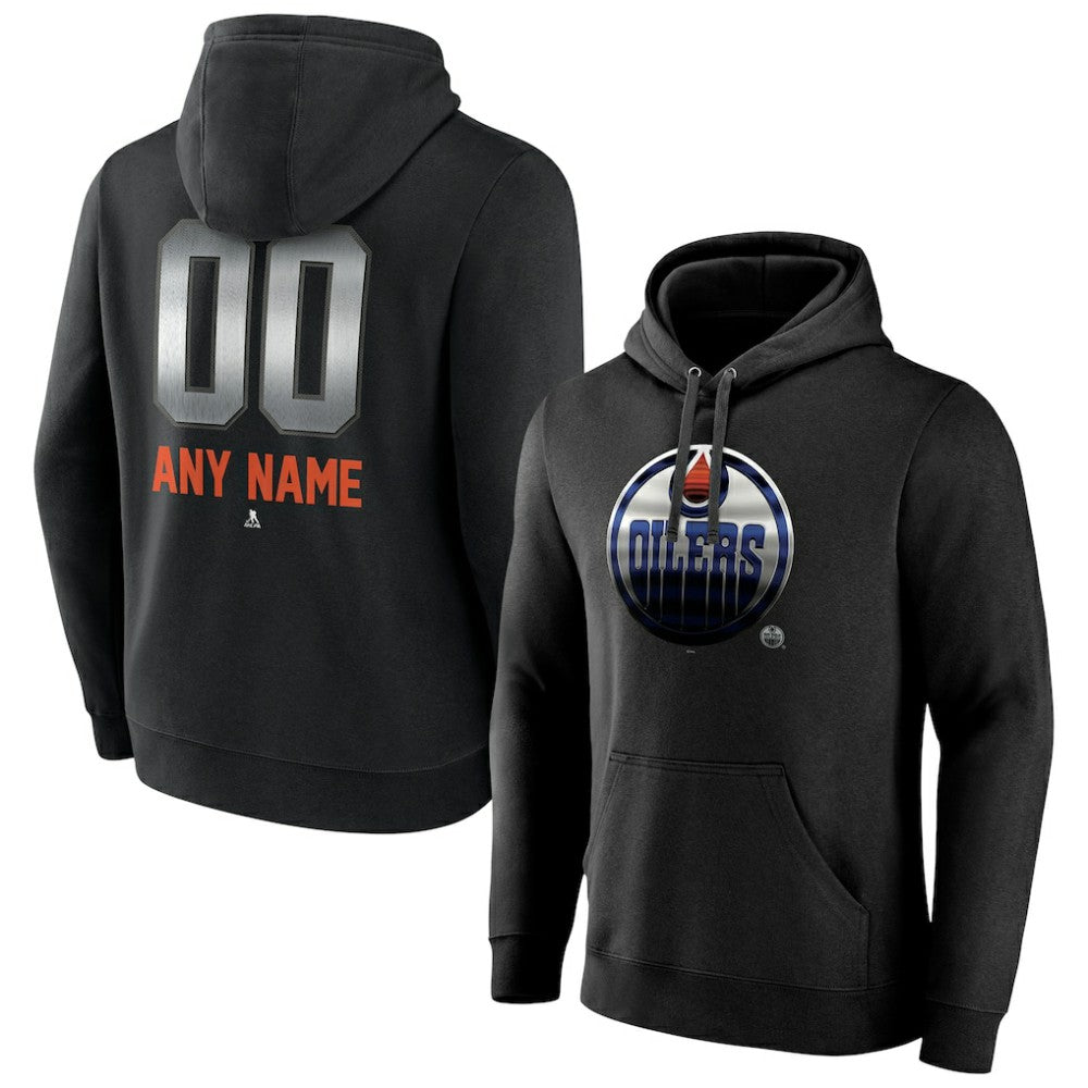 NHL,Custom Edmonton Oilers Personalized Midnight Mascot Logo Pullover Hoodie - Black