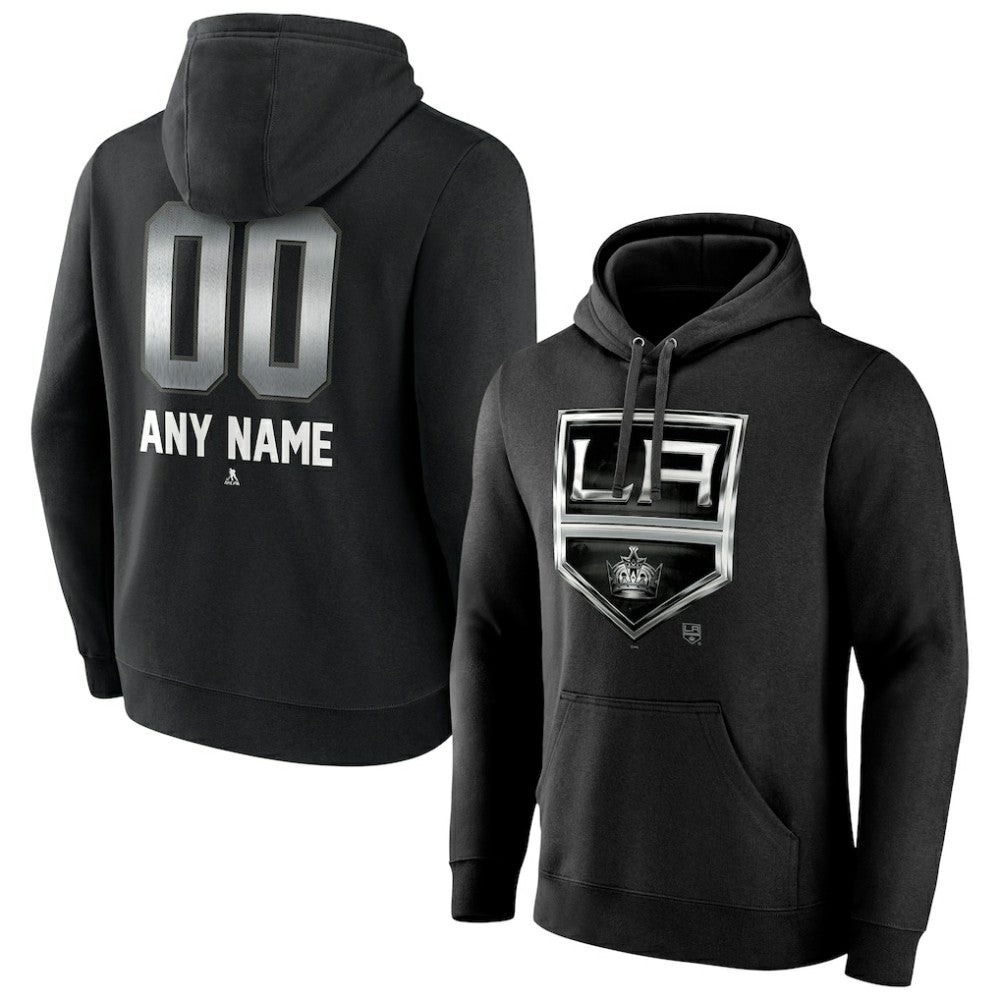 NHL,Custom Los Angeles Kings Personalized Midnight Mascot Logo Pullover Hoodie - Black