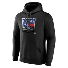 NHL,Custom New York Rangers Personalized Midnight Mascot Logo Pullover Hoodie - Black