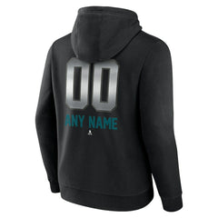 NHL,Custom San Jose Sharks Personalized Midnight Mascot Logo Pullover Hoodie - Black