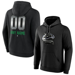 NHL,Custom Vancouver Canucks Personalized Midnight Mascot Logo Pullover Hoodie - Black