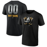 NHL,Custom Anaheim Ducks Personalized Midnight Mascot Logo T-Shirt - Black