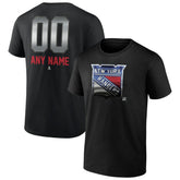 NHL,Custom New York Rangers Personalized Midnight Mascot Logo T-Shirt - Black