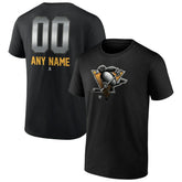 NHL,Custom Pittsburgh Penguins Personalized Midnight Mascot Logo T-Shirt - Black