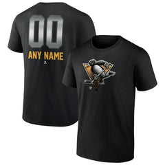 NHL,Custom Pittsburgh Penguins Personalized Midnight Mascot Logo T-Shirt - Black