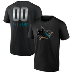 NHL,Custom San Jose Sharks Personalized Midnight Mascot Logo T-Shirt - Black