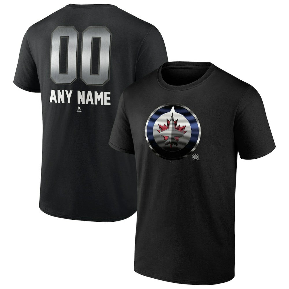 NHL,Custom Winnipeg Jets Personalized Midnight Mascot Logo T-Shirt - Black