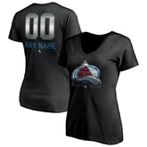 NHL,Custom Colorado Avalanche Women's Personalized Midnight Mascot Logo V-Neck T-Shirt - Black