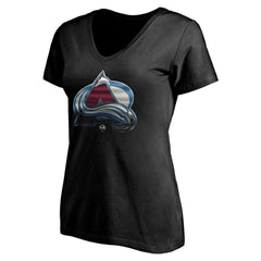 NHL,Custom Colorado Avalanche Women's Personalized Midnight Mascot Logo V-Neck T-Shirt - Black